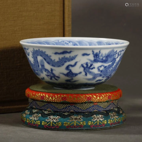 Old Collection, Blue and White Dragon Pattern Bowl