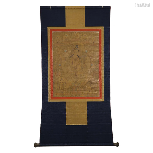 Qing Dynasty, Outline in Gold Thangka