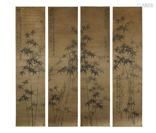 Zheng Banqiao, Four Chinese Paintings Hanging Scrolls