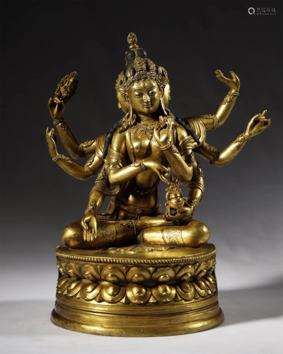 Gilt Bronze Eight Arms Buddha Statue