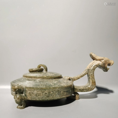 Ancient Jade Dragon and Turtoise Ornament