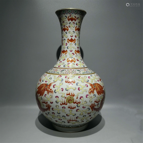 Qing, Kuang -hsu Famill-Rose Vase