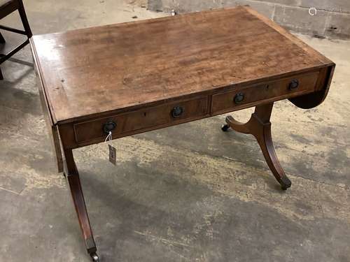 A Regency mahogany sofa table, width 101cm depth 60cm height 72cm