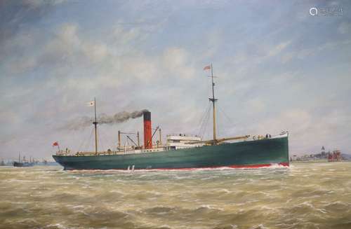 Max Parsons A.R.C.A. (1915-1998), steamship off the coast, oil on board, gilt frame, 39 x 59cm