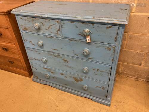 A Victorian painted pine chest, width 112cm, depth 50cm, height 102cm