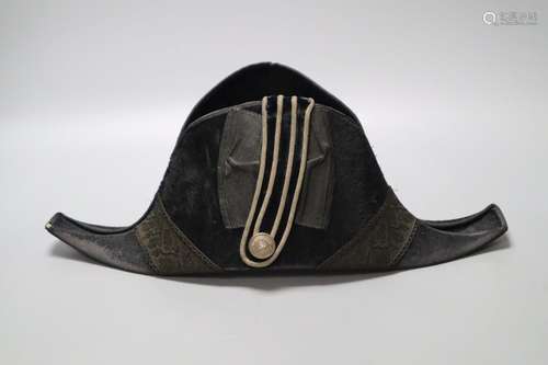 A WWI bicorn naval hat with Kings crown button