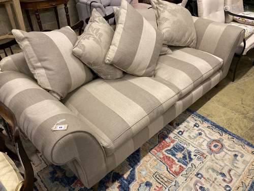 A large contemporary scroll arm sofa, length 240cm, depth 100cm, height 74cm