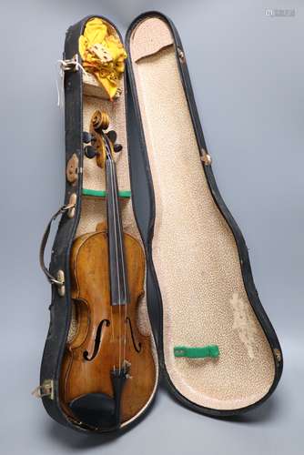 A 3/4 size violin, stamped 