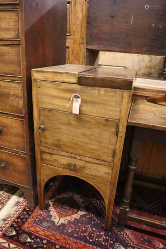 A George III inlaid mahogany enclosed washstand, width 46cm, depth 46cm, height 88cm