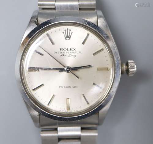 A gentleman's early 1960's stainless steel Rolex Oyster Perpetual Air-King Precision wrist watch,