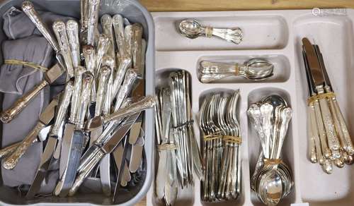 A quantity of mixed plated flatware