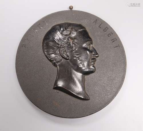 A Victorian Bois Durci portrait plaque of Prince Albert , circa 1860, attributed to Francois Lepage,