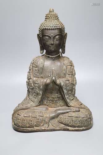 A large bronze seated figure of Buddha, height 44cmCONDITION: Sight of underside and casting