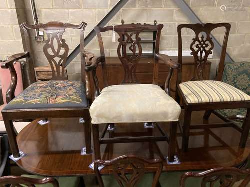 Two George III mahogany elbow chairs and a single chair