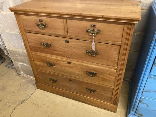 A late Victorian satin walnut chest, width 103cm, depth 49cm, height 101cm