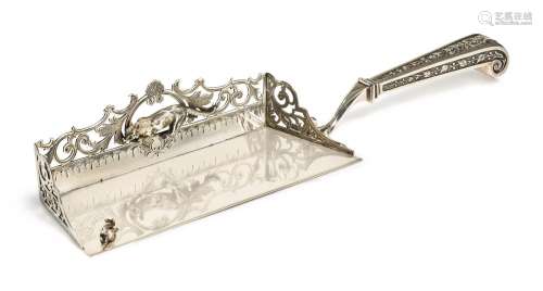 An American Silver Cat and Mouse Crumb Scoop, circa 1860