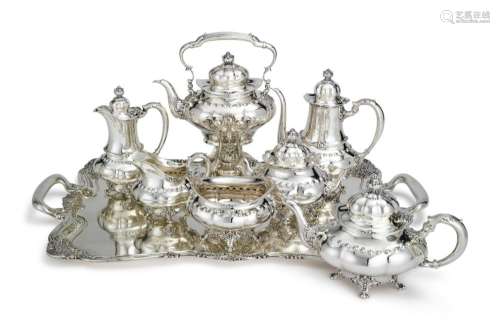 An American Silver Assembled Seven-Piece Tea and Coffee Set and Similar Two-Handled Tray, Tiffany & Co., New York, circa 1891-1907