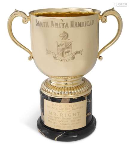 GOLD: The Santa Anita Handicap: An American 14 Karat Gold Horse Race Trophy, Shreve & Co., San Francisco, dated 1968