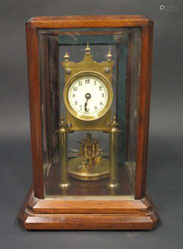 A Gustav Becker 100-day Clock, movement no. 69645 in glazed mahogany case, 29cm high