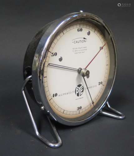 A W.G. Pye & Co Bakelite Cased Mechanical Clock with adjustable stand, 5.5