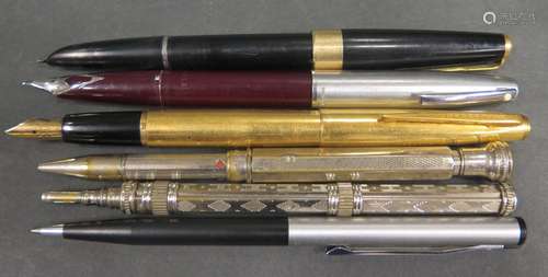 A Parker 17, Watermans gold plated fountain pen, Sheaffer etc.