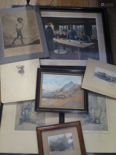 A Collection of Prints including one of the 'Signing of the Armistice', Three Photographs, One