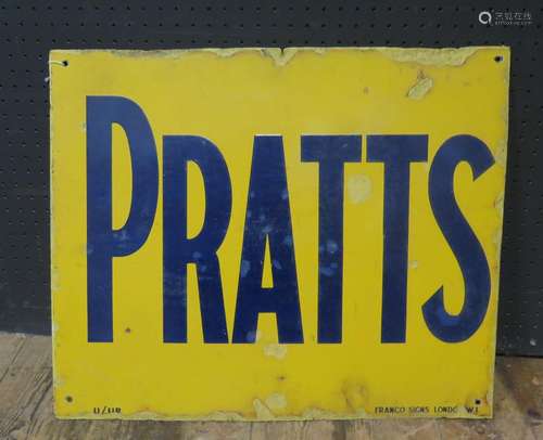 A PRATTS Enamel Advertising Sign by FRANCO SIGNS, London, 55x46cm