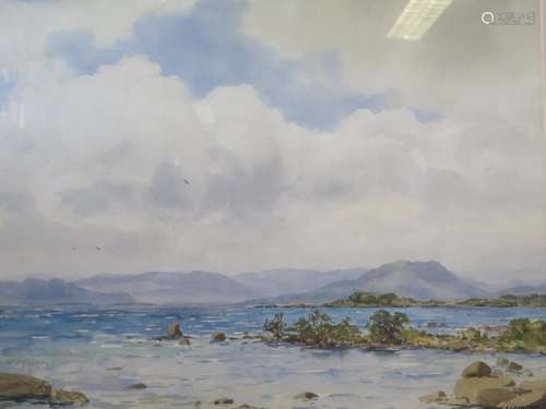 Frank Egginton RCA FIAL (1908-1990), Lough Mask from Caher, Co. Mayo, watercolour, framed and