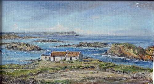 Wyn Appleford, Scottish Coastal Bothy, Signed, 20th/21st Century, Oil on Board, 66 x 35 cm, Framed