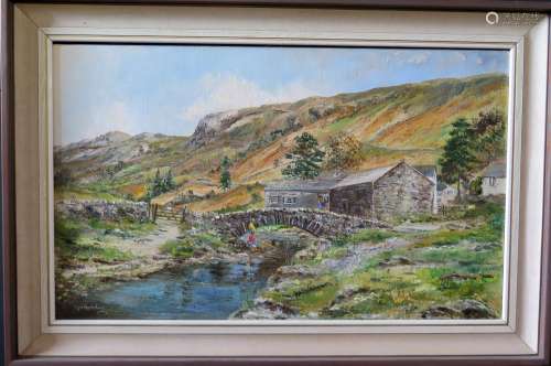 Wyn Appleford, Fishing by the Bridge, Signed, 20th/21st Century, Oil on Canvas, 75 x 45cm, Framed