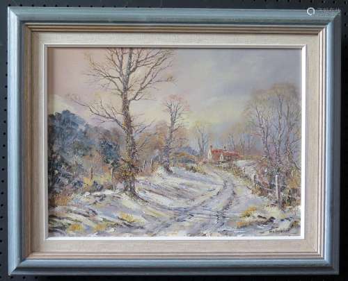 Wyn Appleford, Snowy Path, Signed, 20th/21st Century, Oil on Canvas, 39 x 30 cm, Framed