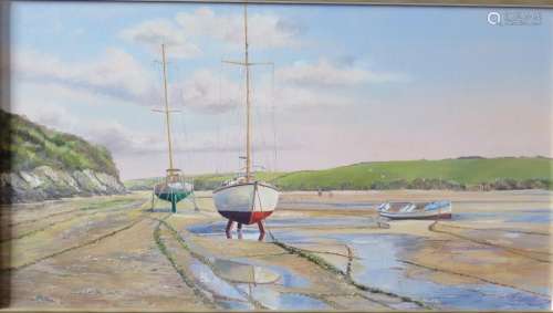 Wyn Appleford, Low Tide on the Estuary, 20th/21st Century, Oil on Canvas, 91 x 51, Framed