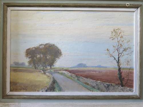 Arthur Victor Coverley -Price (1901 - 1988), ' A road through the Cotswolds - autumn', Signed, Oil