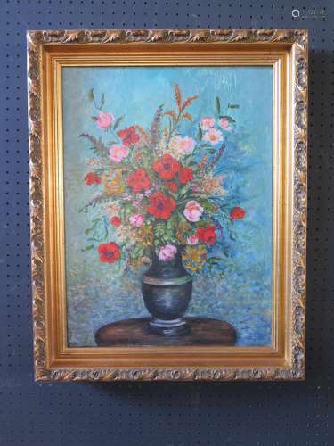 Jan Wasilewski (1860 - 1916) Floral Still Life, Signed, Oil on Canvas, 50 x 37cm, Framed
