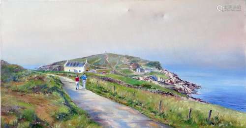 Wyn Appleford, 'Headland, Newquay', Signed, 20th/21st Century, Oil on Canvas, 76 x 40cm, Unframed