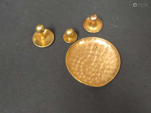 Two 18ct Gold Studs, 18ct gold watch back (8g) and 9ct gold stud (1g)