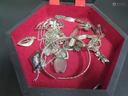 A Selection of Silver and other Jewellery including two silver and marcasite rings