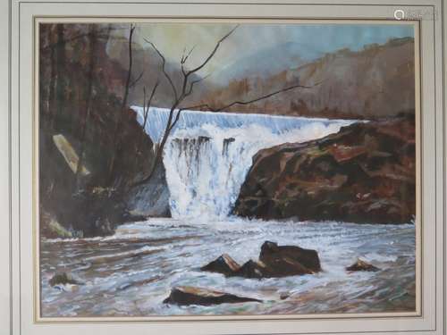 Peter Campbell, 20th Century British, Waterfall, Signed, Watercolour, 37 x 48cm, F&G