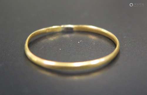 An Early Gold Wedding Band, marks rubbed, old mend, size Q.5, 0.8g