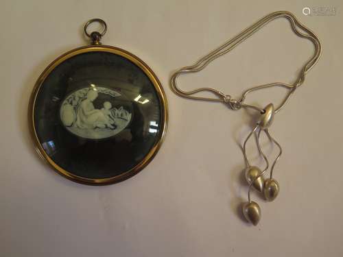 Mother & Child Cameo And A Silver Necklace