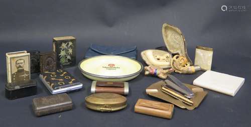 A Collection of Smoking Related Oddments including two Meerschaum pipes (one cased), Victorian