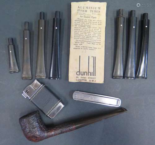 A Dunhill Pipe, Dunhill Pipe Tamper, mouthpieces etc.