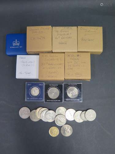 A Collection of Silver Commemorative Crowns including three 1977 Silver Jubilee, 1980 Gibraltar