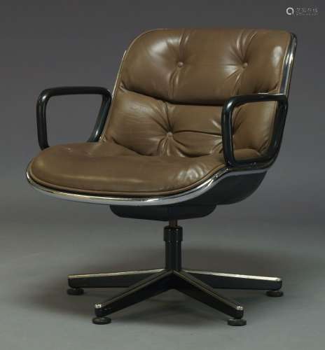 Charles Pollock, an 'Executive Chair' for Knoll International, c.1980, with brown leather