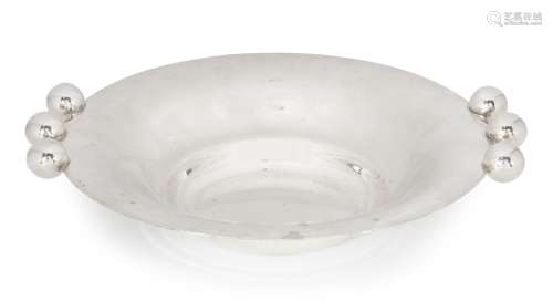 A French silver metal dish, circa. 1950, in the style of Luc Lanel, 5cm high, 22cm diameterPlease