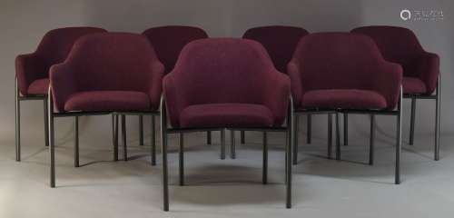 Ed Carpenter, a set of seven 'MT' club chairs, for VG&P, of recent manufacture, with claret fabric