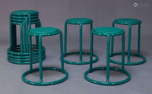 A set of eight ‘Champ’ stacking stools designed by Visibility, New York, of recent manufacture, in