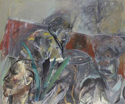 Anne Sassoon, British/South African b.1943- Untitled (grey heads), 1990/1; oil on canvas, bears