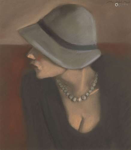 Mariano Otero, Spanish b.1942- Jeune Femme au Chapeau; pastel, signed, 31x26cm (ARR) Provenance: