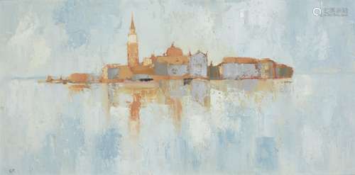 Gerald Parkinson, British b.1926- San Giorgio - Venice II, 1957; oil on board, signed with initials,